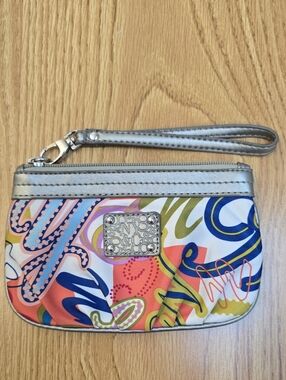 New York and Company Silver-Trim Multicolor Wristlet Pouch